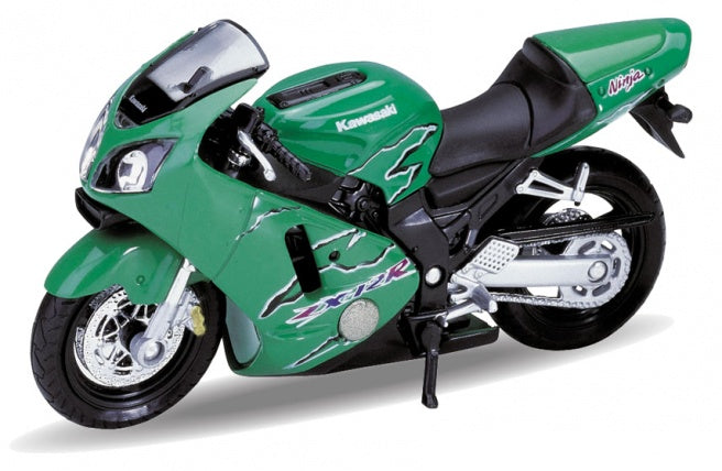 Kawasaki Ninja ZX-12R 2001 green - 1:18 Scale Diecast Model Motorcycle-Welly-Diecast Model Centre
