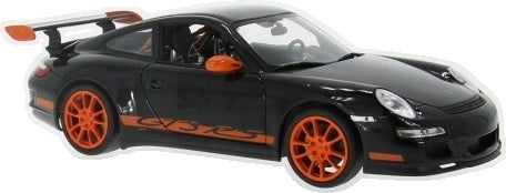 Porsche 911 (997) GT3 RS Coupe Black w/Orange Wheels 1:18 Scale Diecast Car – Welly