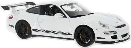 Porsche 911 (997) GT3 RS White wBlack Wheels 1:18 Scale Diecast Car – Welly