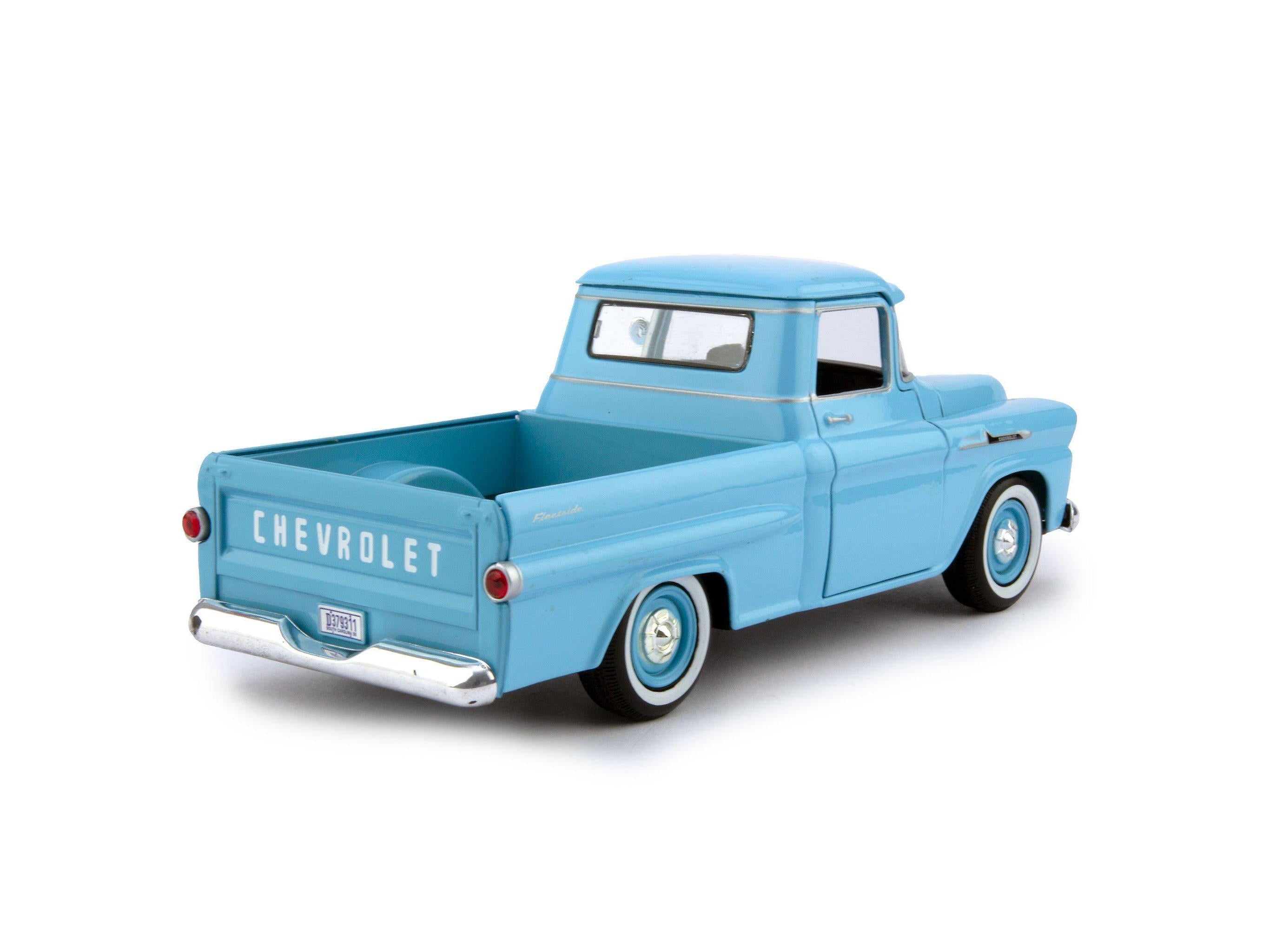 Chevrolet Apache Fleetside Diecast Toy Pickup Truck 1958 blue - 1:24 Scale-Motormax-Diecast Model Centre