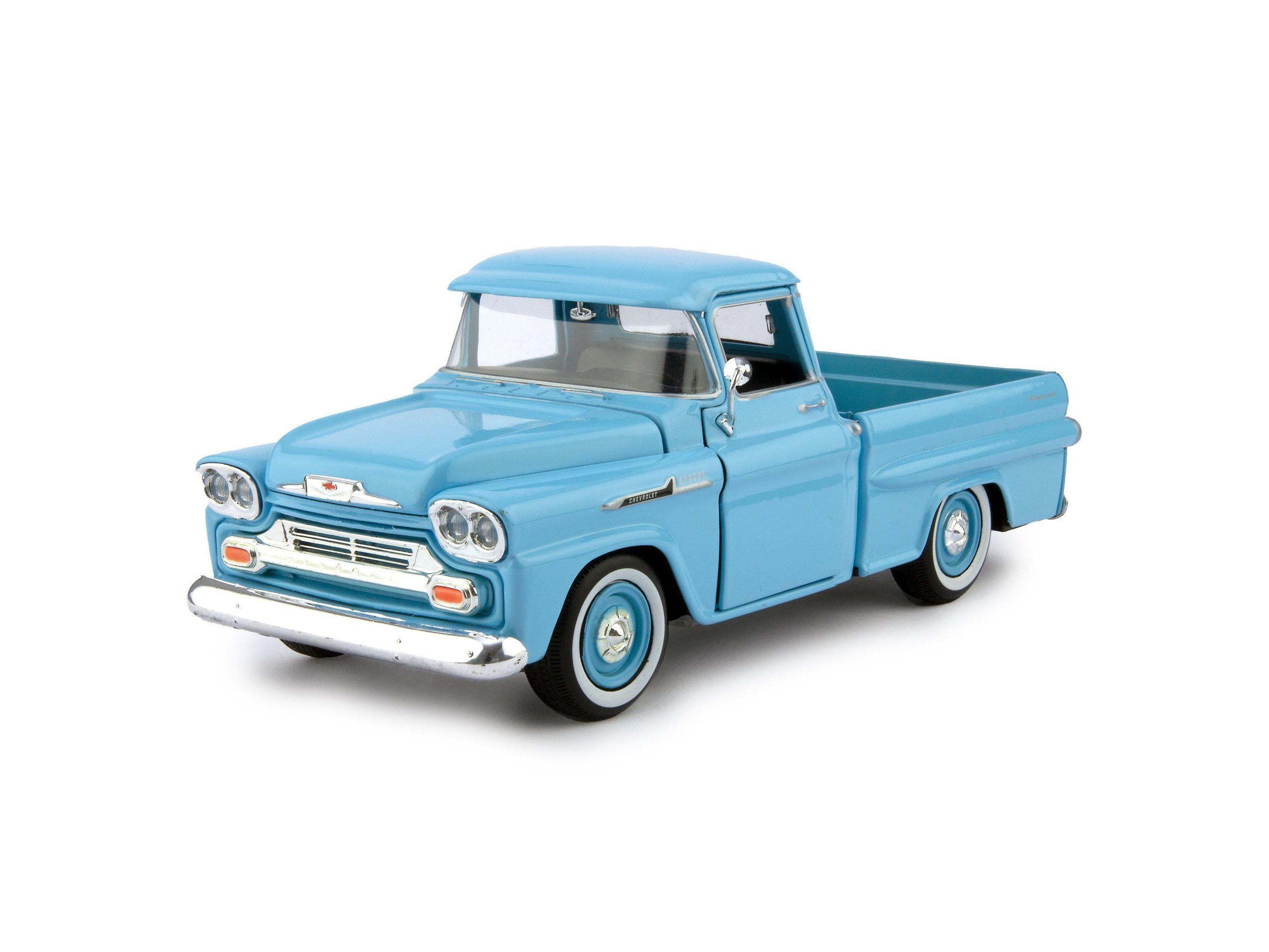 Chevrolet Apache Fleetside Diecast Toy Pickup Truck 1958 blue - 1:24 Scale-Motormax-Diecast Model Centre