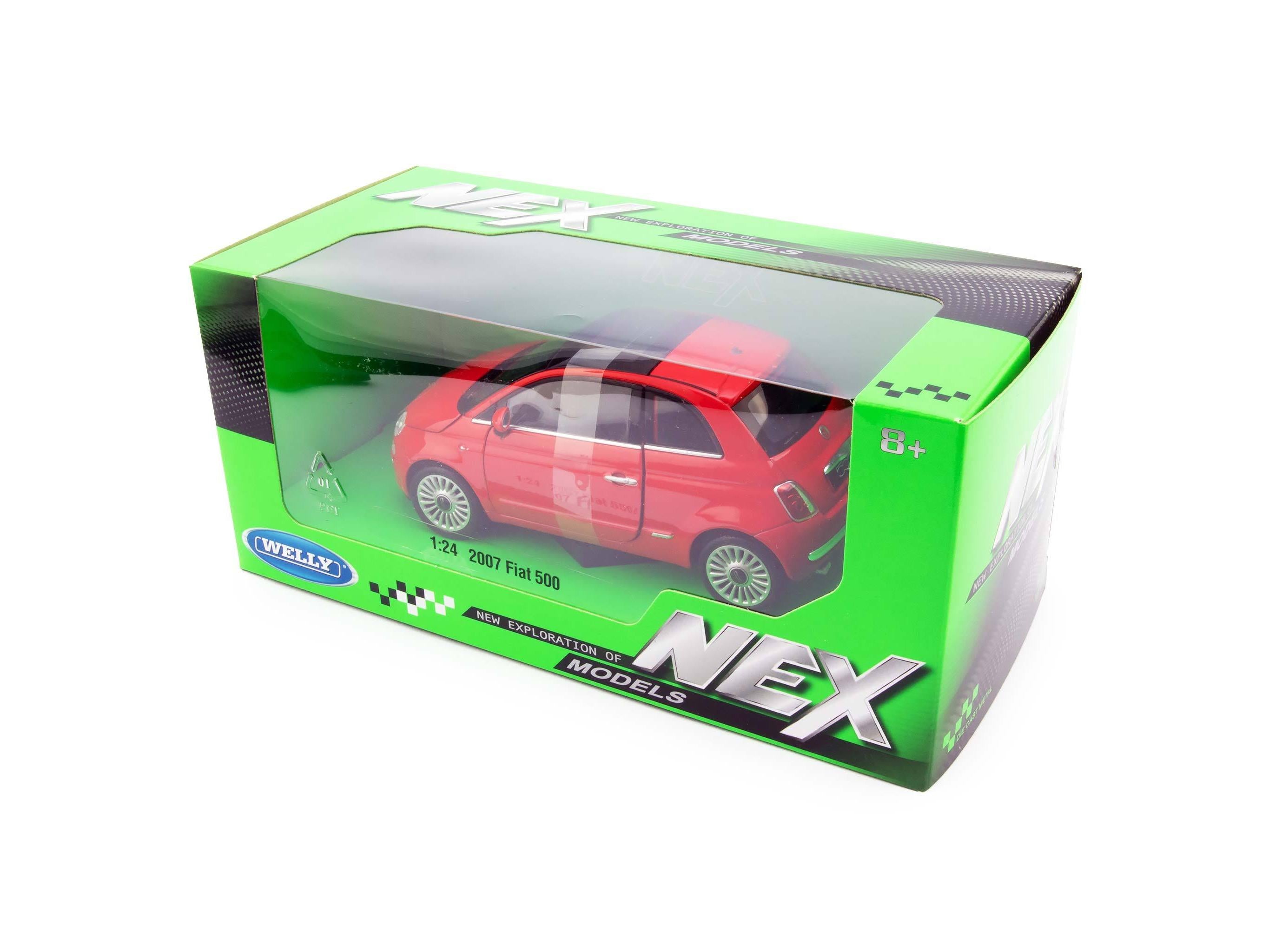 Fiat 500 Diecast Model Car 2007 red - 1:24 Scale-Welly-Diecast Model Centre