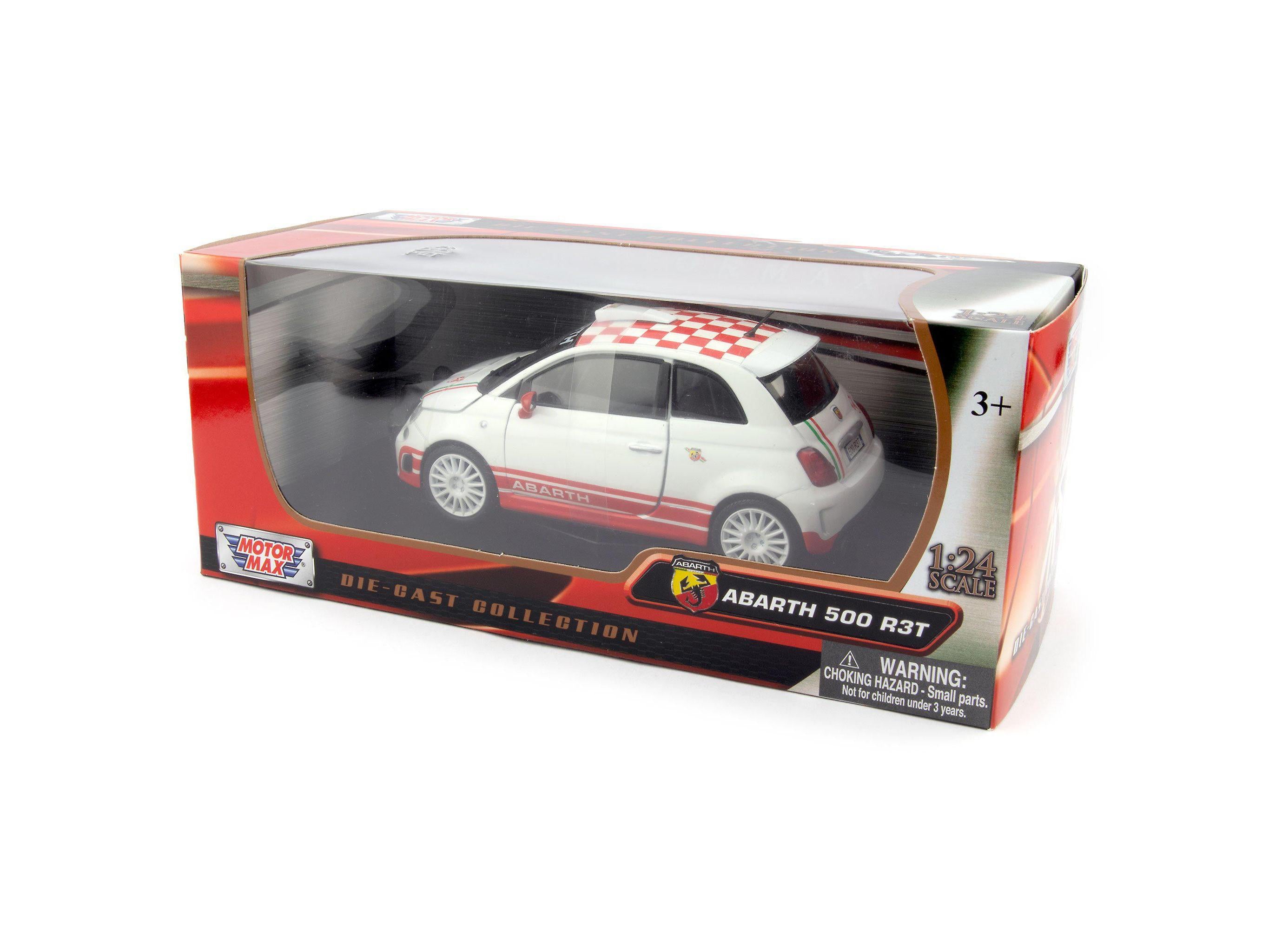 Fiat 500 Abarth R3T Diecast Toy Car 2009 white - 1:24 Scale-Motormax-Diecast Model Centre