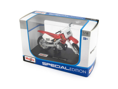 Moto Gp Miniature Modèle Réduit Métal Dromader Welly - Honda CR250R Rouge/blanc échelle 1:18 - Avec Socle Moto Gp Miniature Modèle Réduit Métal Dromader Welly - Honda CR250R Rouge/blanc échelle 1:18 - Avec Socle