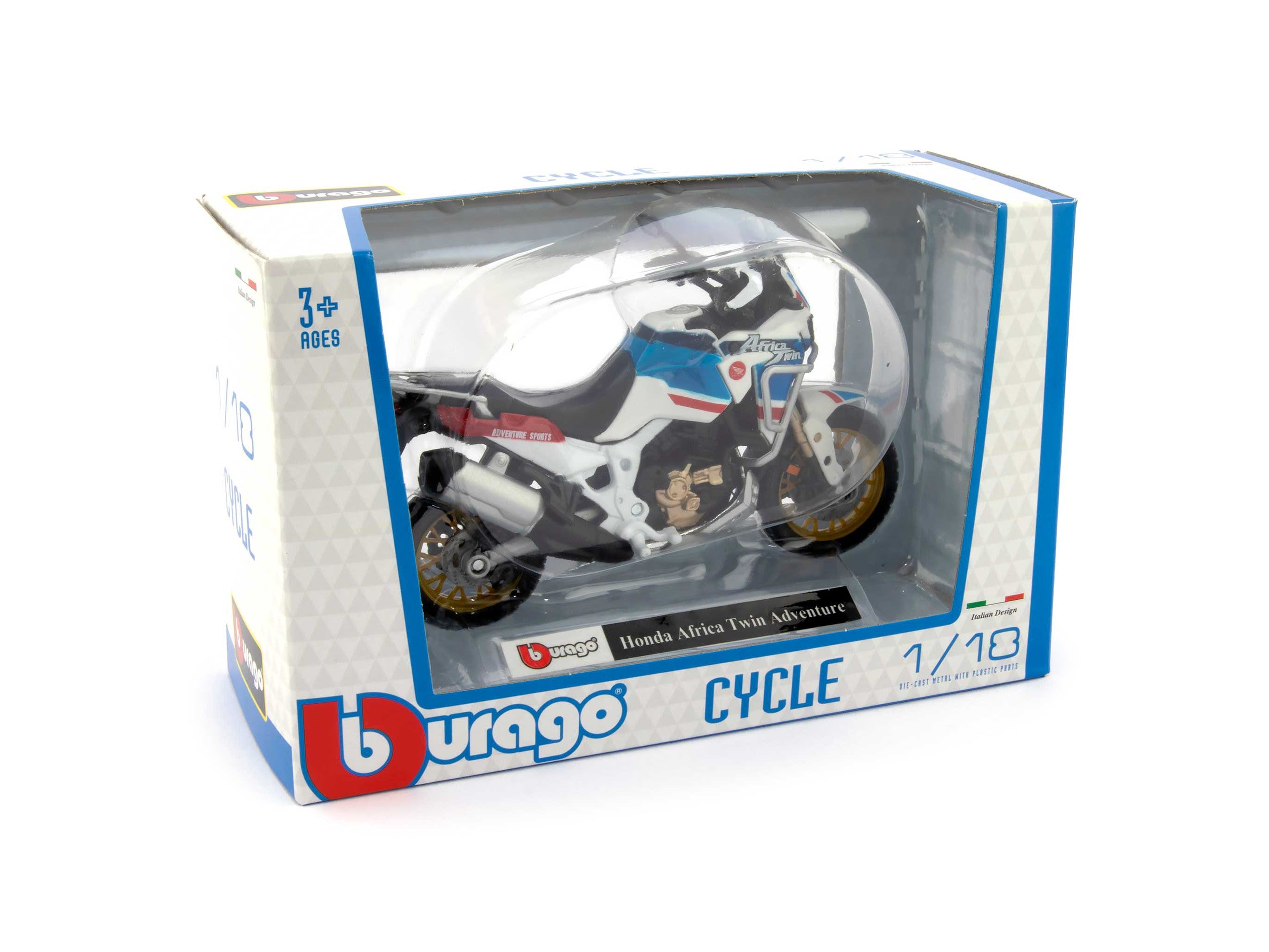 Honda CRF1000L Africa Twin Adventure Sports Diecast Model Motorcycle 2019 - 1:18 Scale-Bburago-Diecast Model Centre