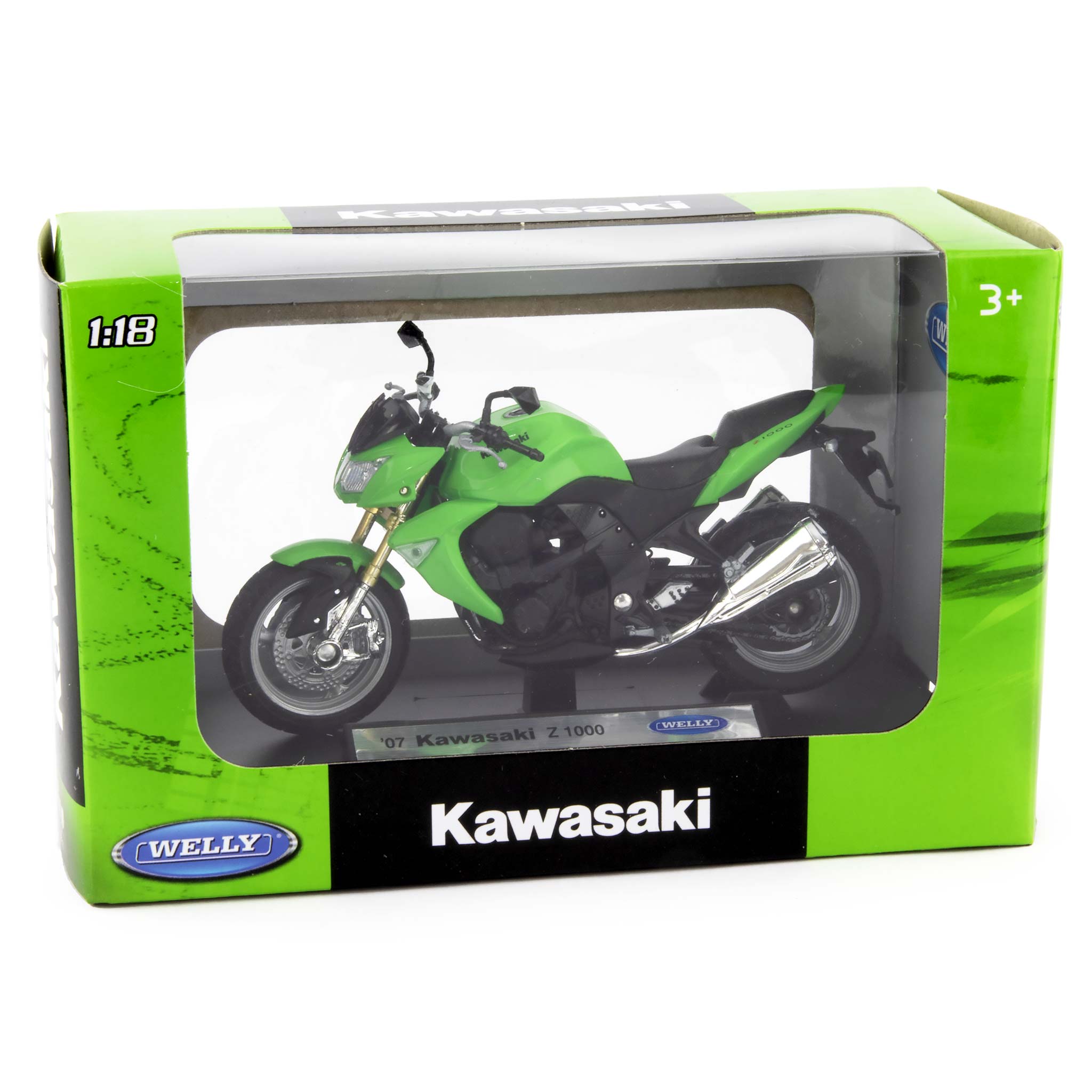 Kawasaki Z1000 Diecast Model Motorcycle 2007 green - 1:18 Scale-Welly-Diecast Model Centre