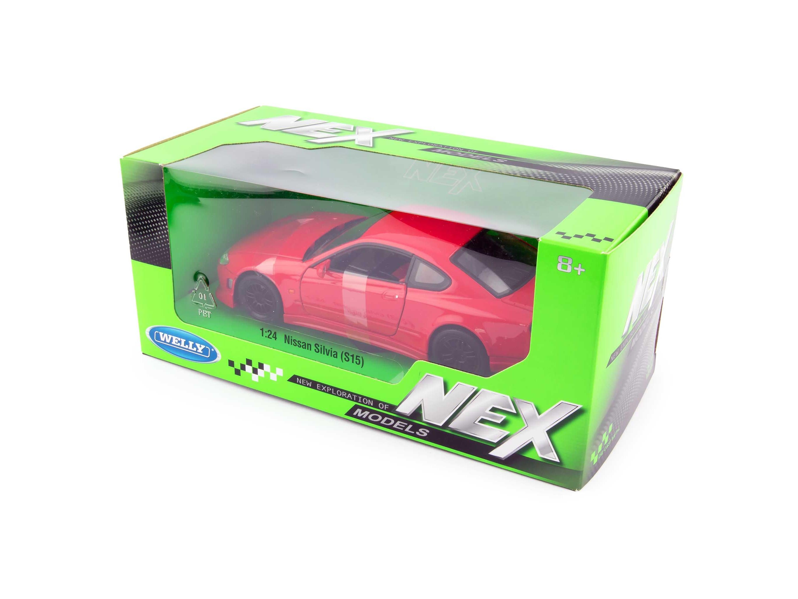 Nissan Silvia S-15 RS-R Diecast Model Car red - 1:24 Scale-Welly-Diecast Model Centre