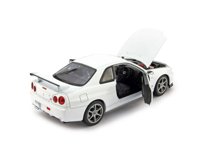 Nissan Skyline GT-R (R34) Diecast Model Car white - 1:24 Scale-Welly-Diecast Model Centre