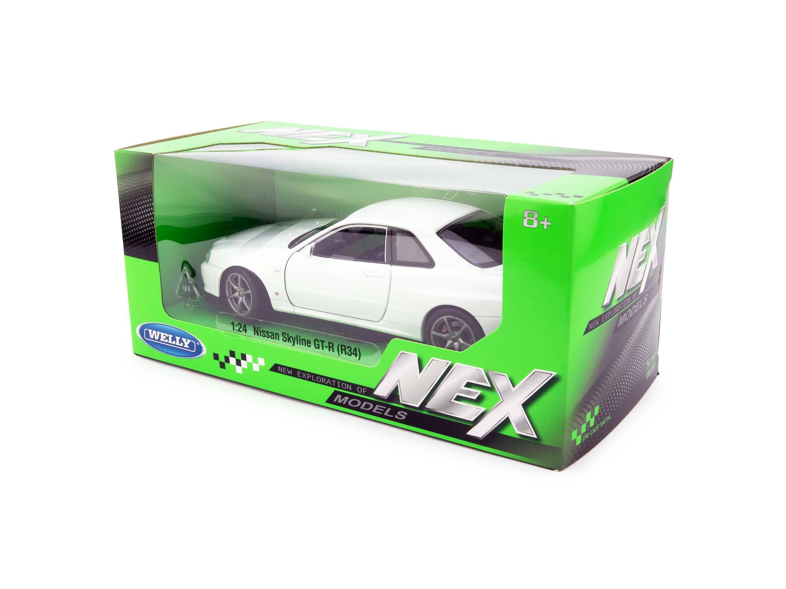 Nissan Skyline GT-R (R34) Diecast Model Car white - 1:24 Scale-Welly-Diecast Model Centre
