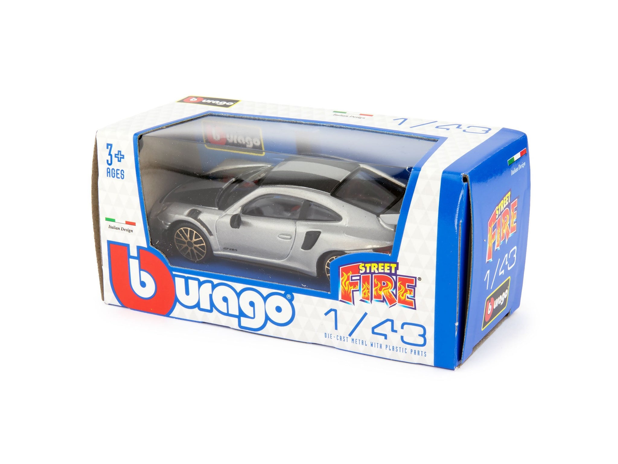 Porsche 911 GT2 RS Diecast Toy Car silver - 1:43 Scale-Bburago-Diecast Model Centre