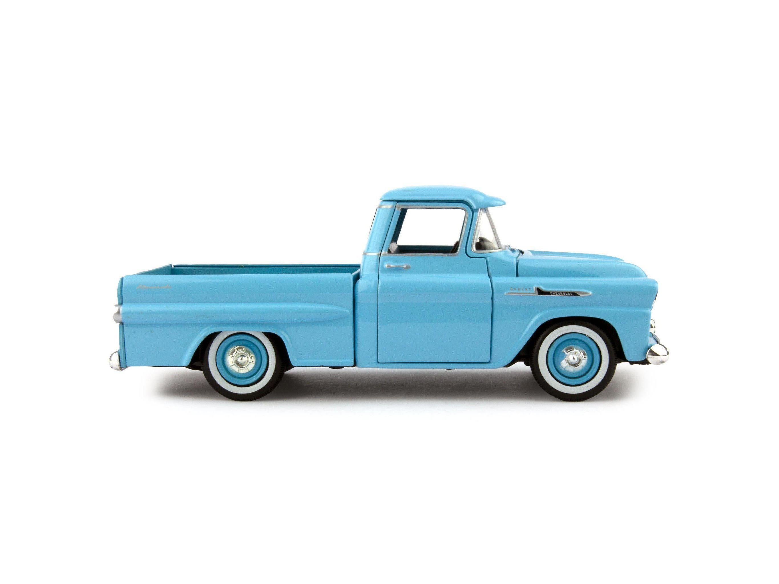 Chevrolet Apache Fleetside Diecast Toy Pickup Truck 1958 blue - 1:24 Scale-Motormax-Diecast Model Centre