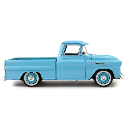 Chevrolet Apache Fleetside Diecast Toy Pickup Truck 1958 blue - 1:24 Scale-Motormax-Diecast Model Centre