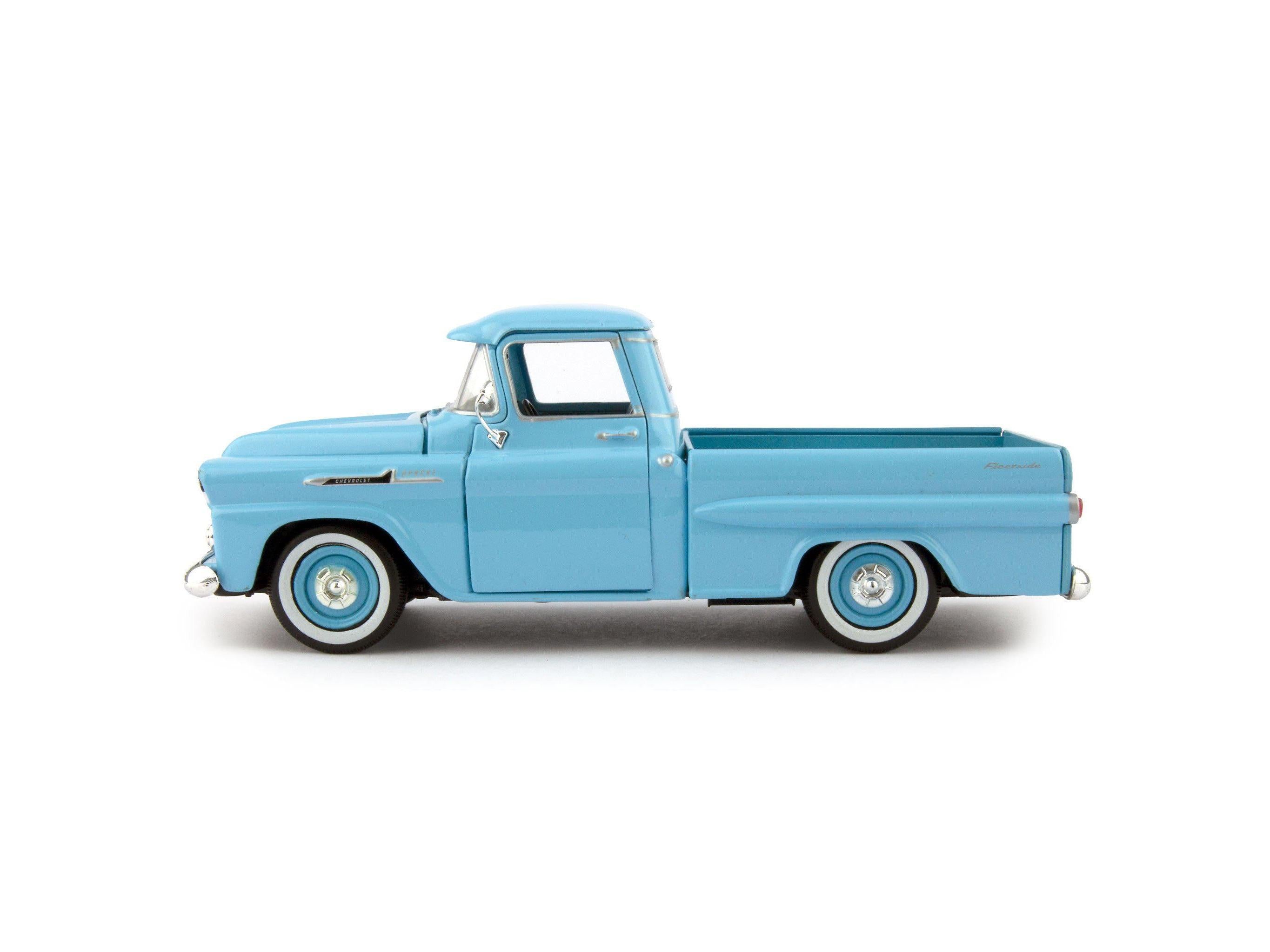 Chevrolet Apache Fleetside Diecast Toy Pickup Truck 1958 blue - 1:24 Scale-Motormax-Diecast Model Centre