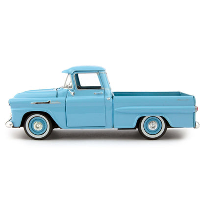 Chevrolet Apache Fleetside Diecast Toy Pickup Truck 1958 blue - 1:24 Scale-Motormax-Diecast Model Centre