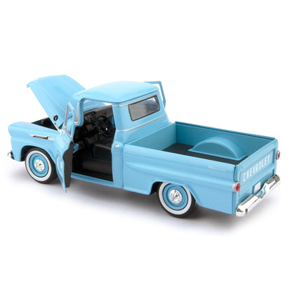 Chevrolet Apache Fleetside Diecast Toy Pickup Truck 1958 blue - 1:24 Scale-Motormax-Diecast Model Centre