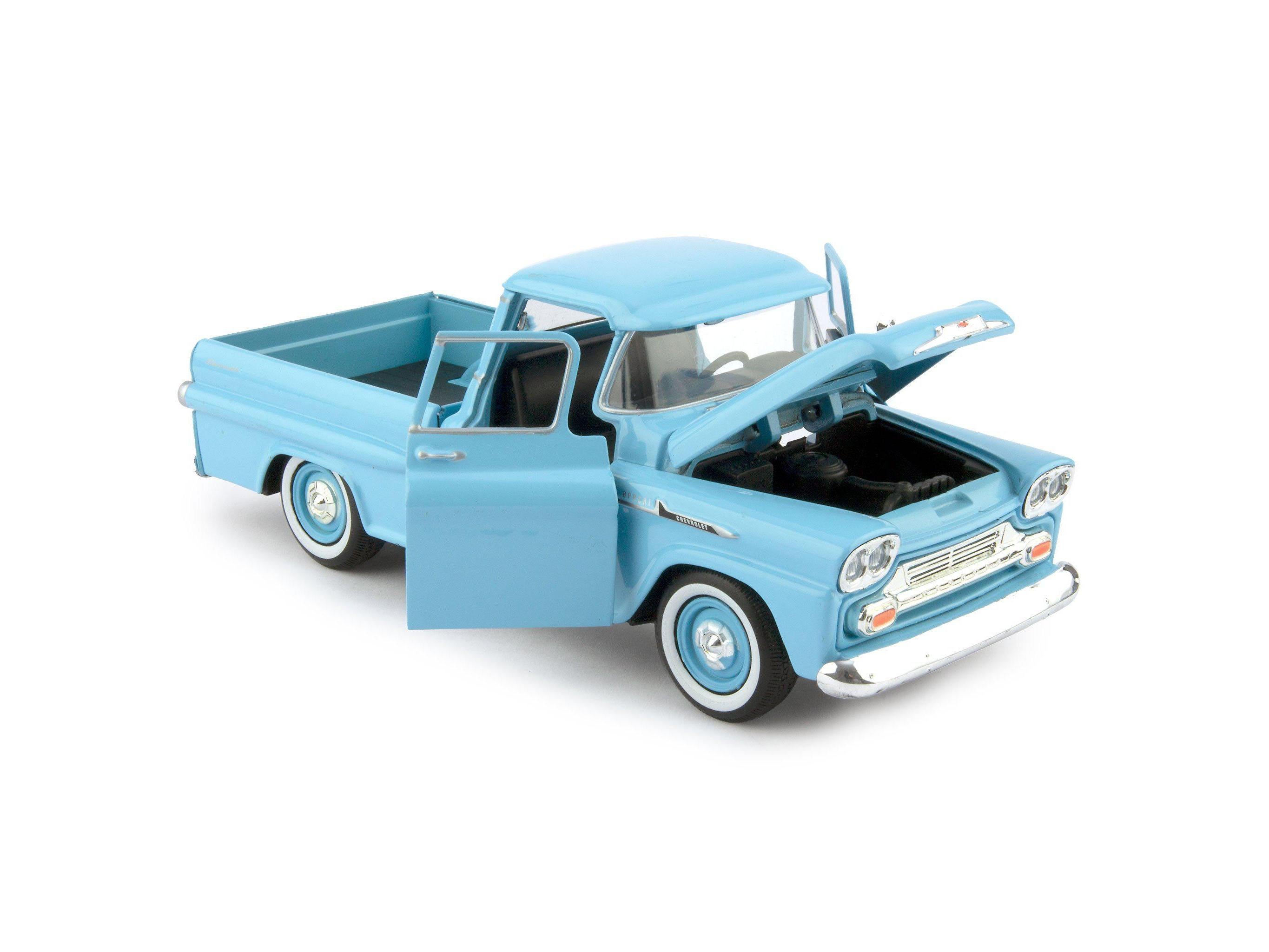 Chevrolet Apache Fleetside Diecast Toy Pickup Truck 1958 blue - 1:24 Scale-Motormax-Diecast Model Centre