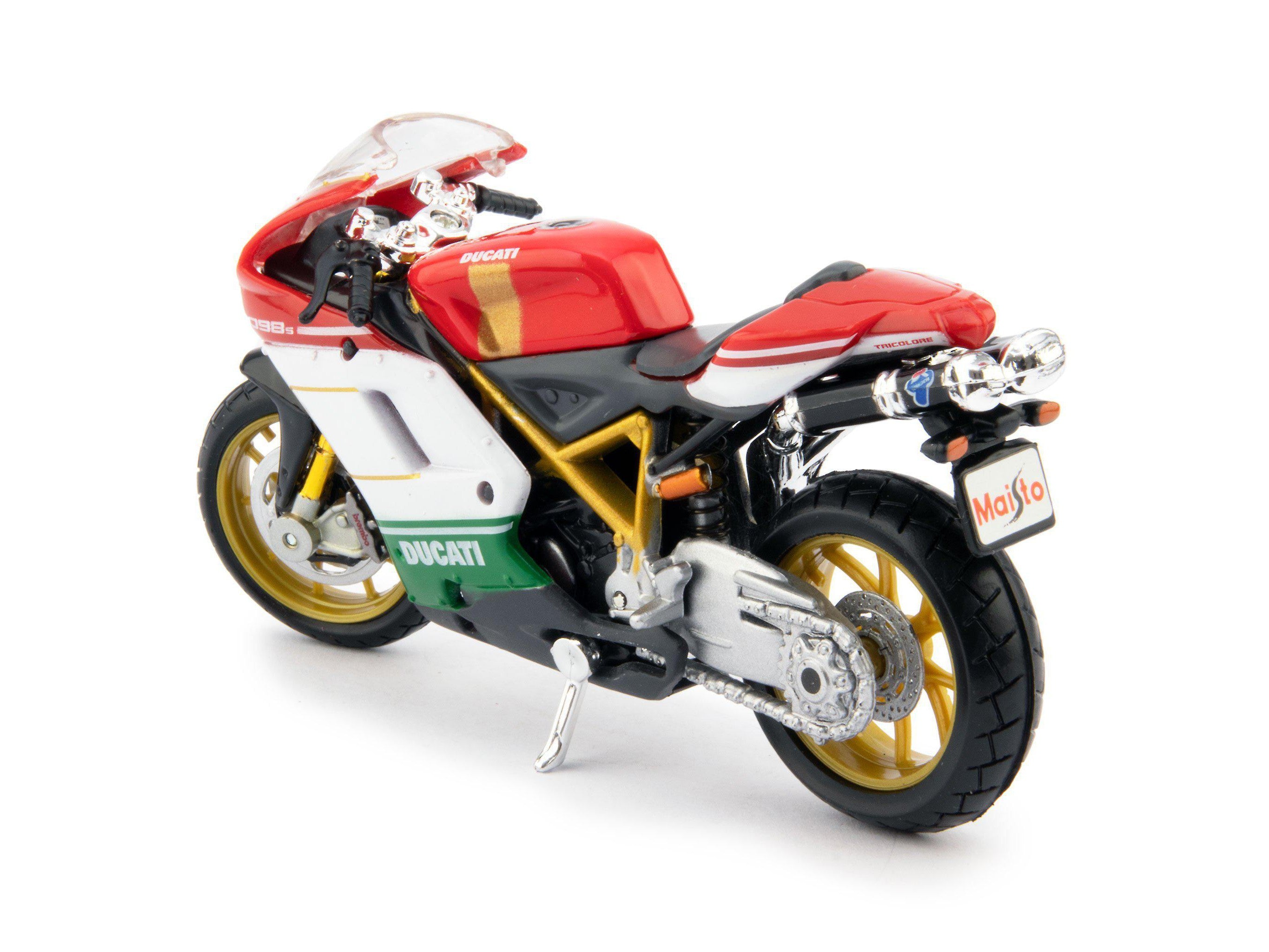 Ducati 1098 S Diecast Model Motorcycle red/white/green - 1:18 scale-Maisto-Diecast Model Centre