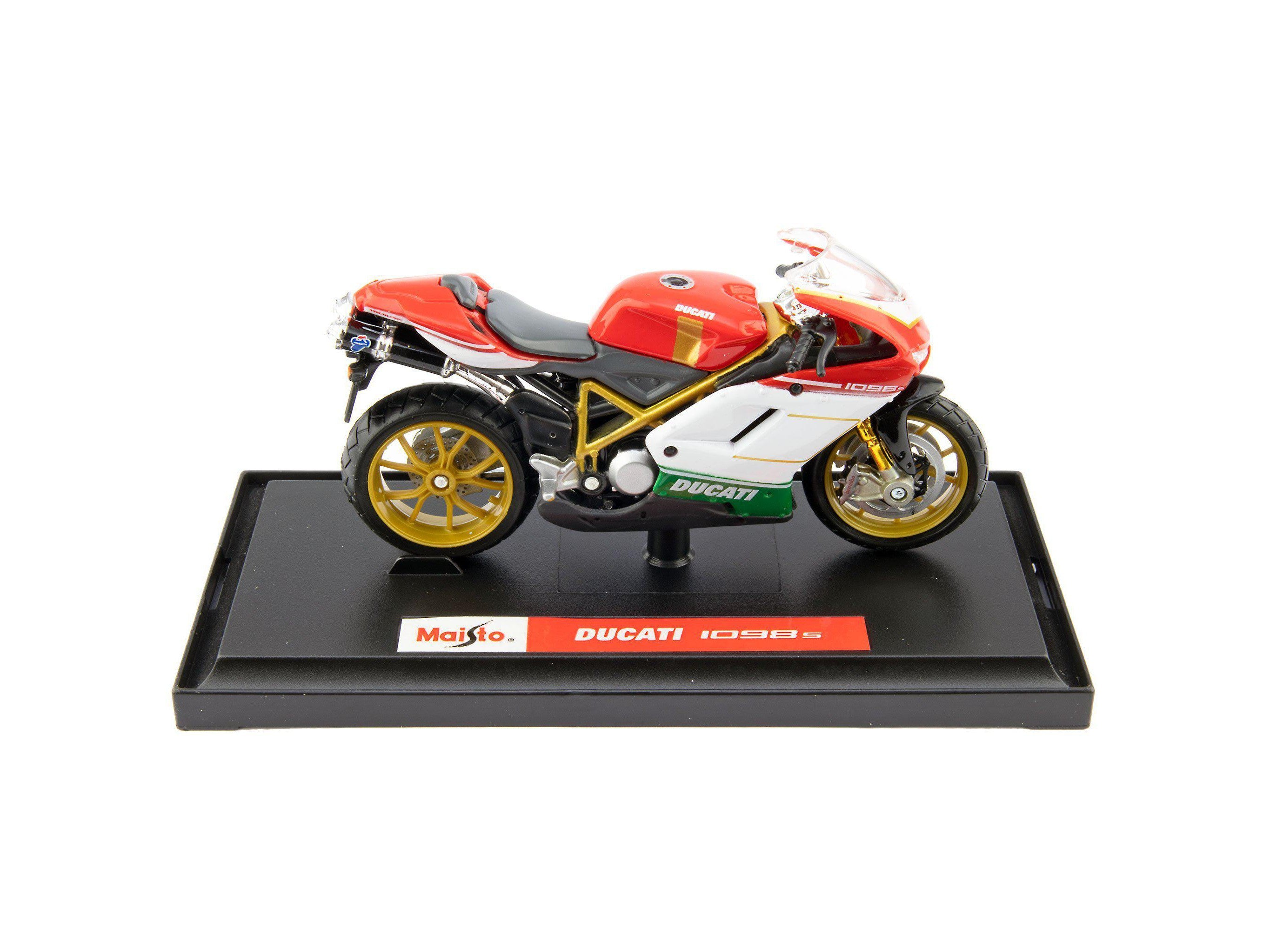 Ducati 1098 S Diecast Model Motorcycle red/white/green - 1:18 scale-Maisto-Diecast Model Centre