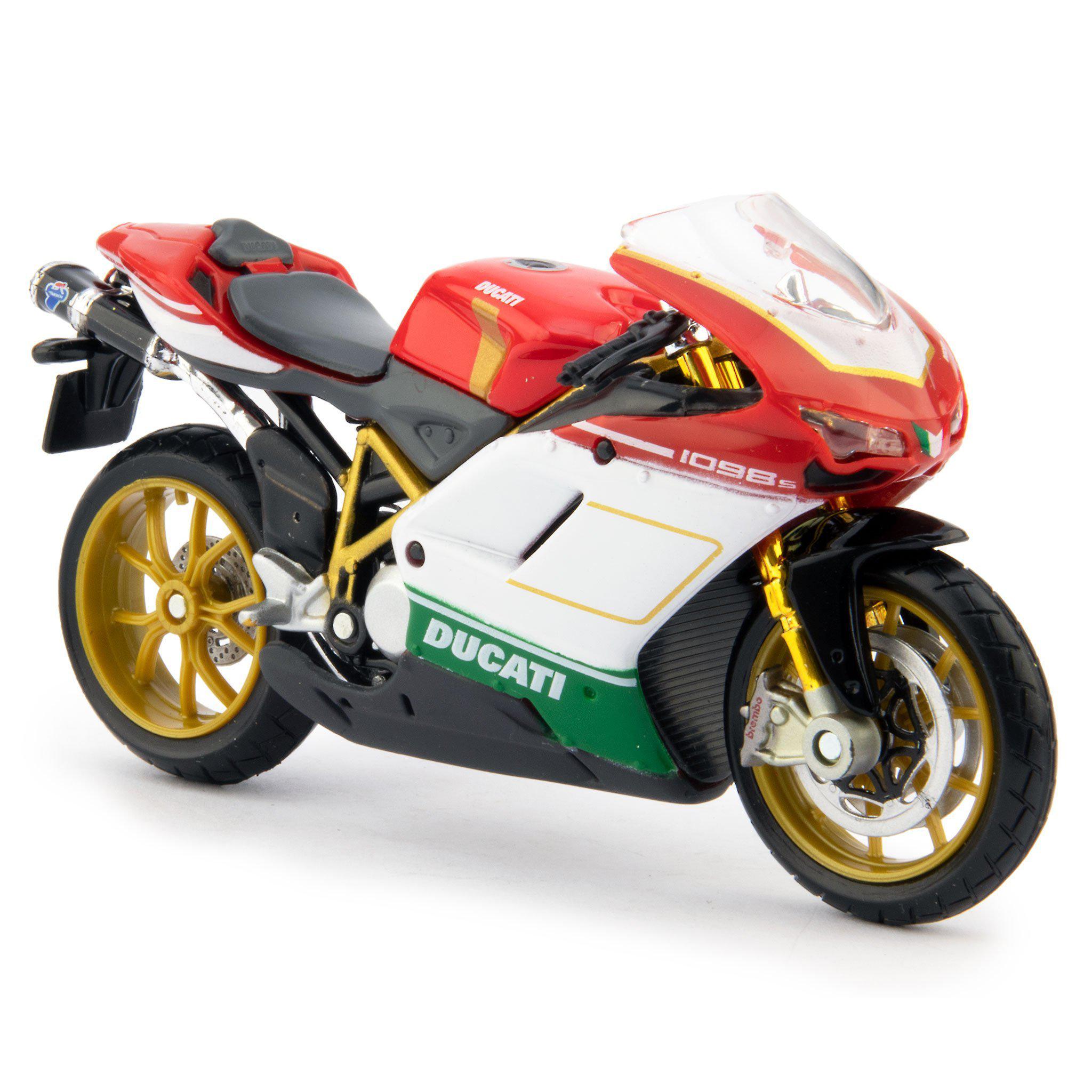 Ducati 1098 S Diecast Model Motorcycle red/white/green - 1:18 scale-Maisto-Diecast Model Centre