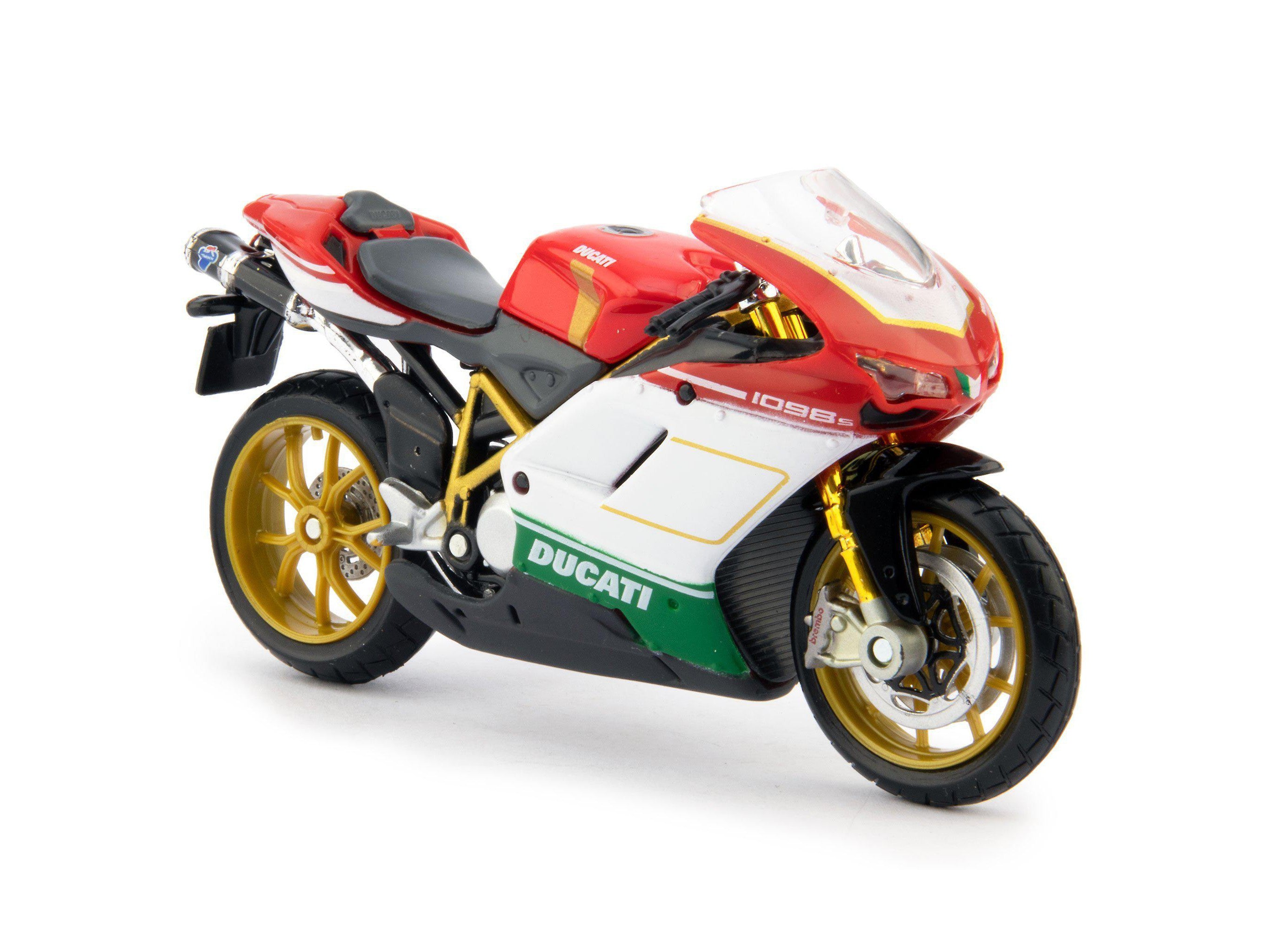 Ducati 1098 S Diecast Model Motorcycle red/white/green - 1:18 scale-Maisto-Diecast Model Centre