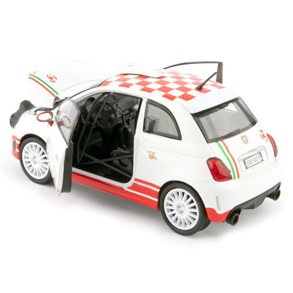 Fiat 500 Abarth R3T Diecast Toy Car 2009 white - 1:24 Scale-Motormax-Diecast Model Centre