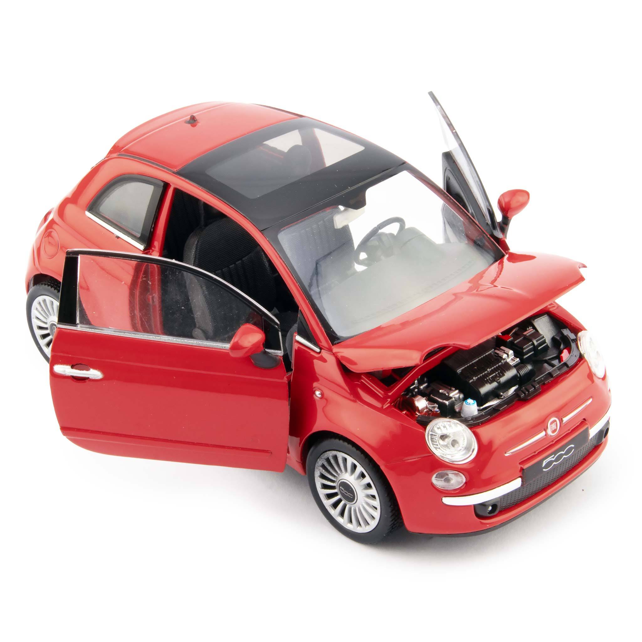 Fiat 500 Diecast Model Car 2007 red - 1:24 Scale-Welly-Diecast Model Centre