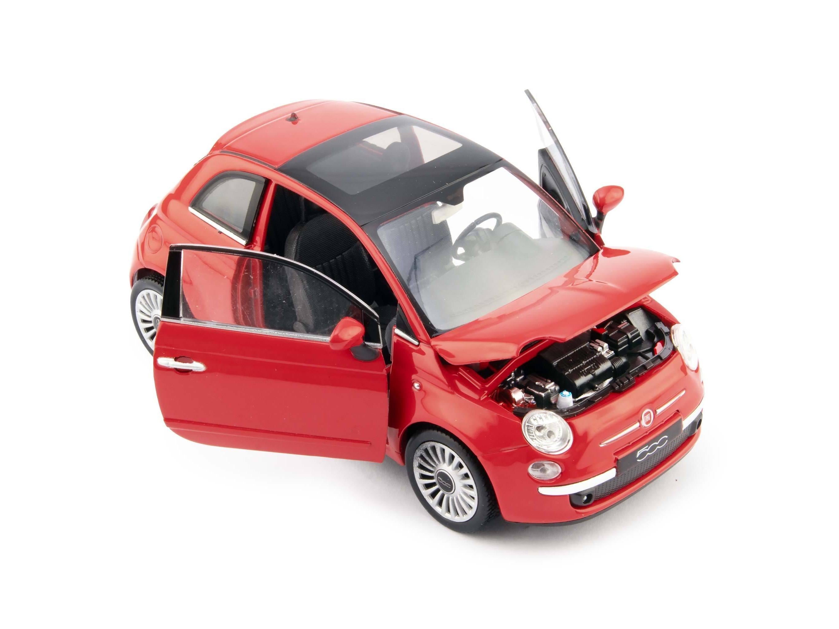 Fiat 500 Diecast Model Car 2007 red - 1:24 Scale-Welly-Diecast Model Centre