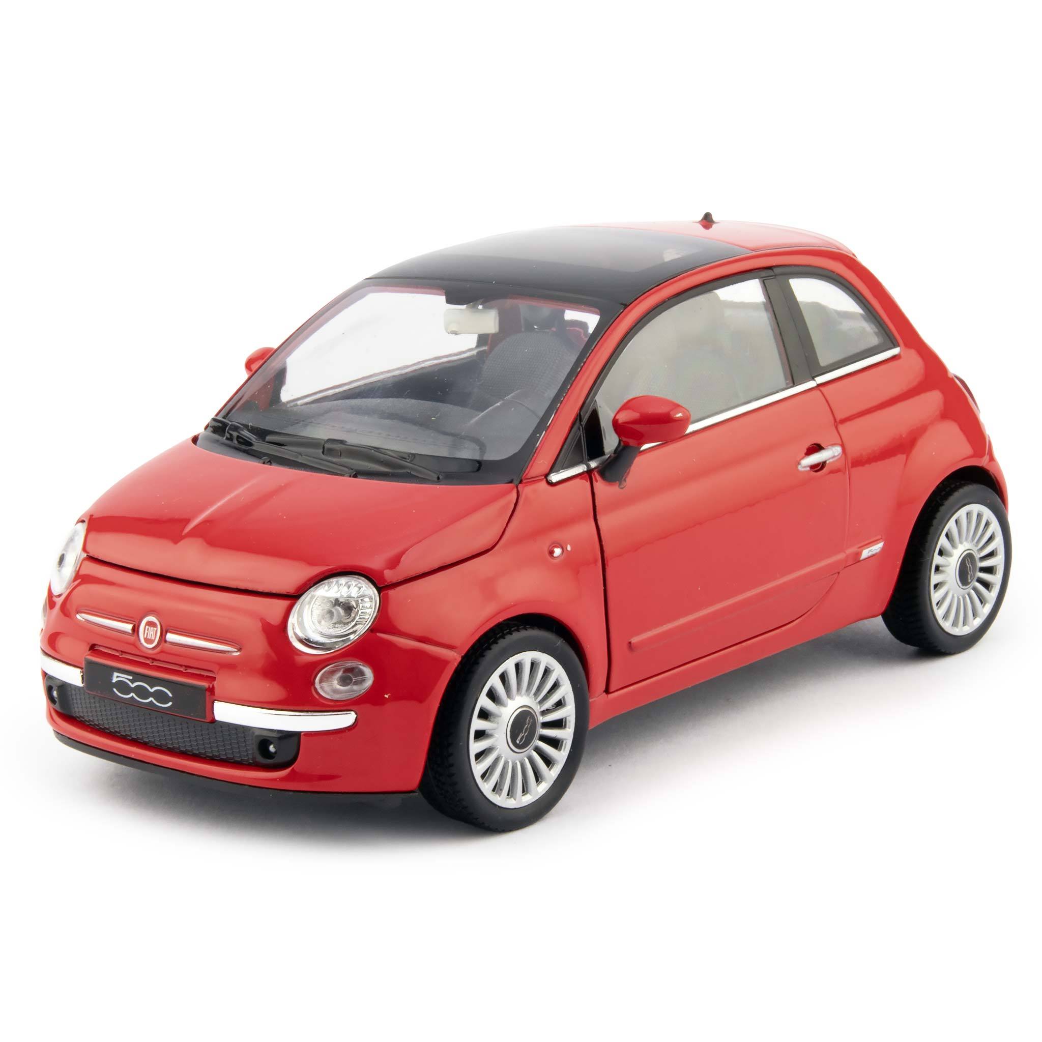 Fiat 500 Diecast Model Car 2007 red - 1:24 Scale-Welly-Diecast Model Centre