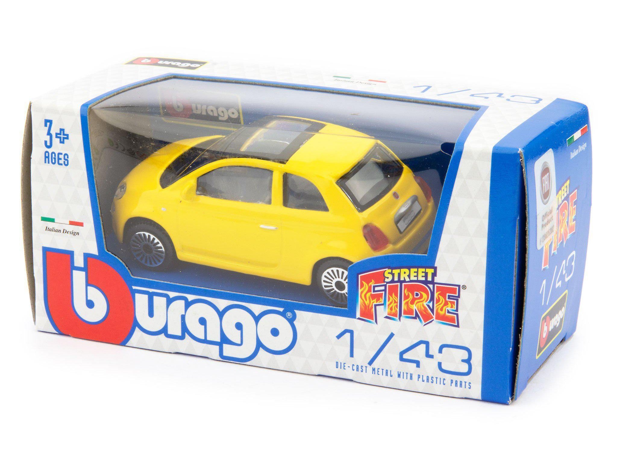 Fiat 500 Diecast Toy Car 2008 yellow - 1:43 Scale-Bburago-Diecast Model Centre