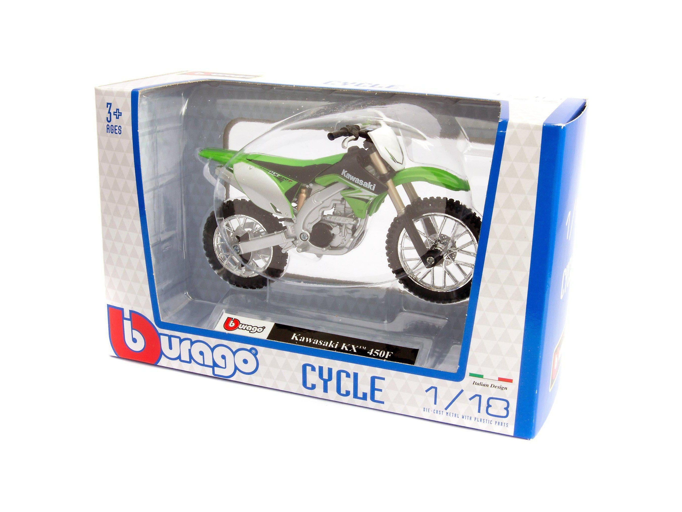 Kawasaki KX450F Diecast Model Motorcycle - 1:18 Scale-Bburago-Diecast Model Centre