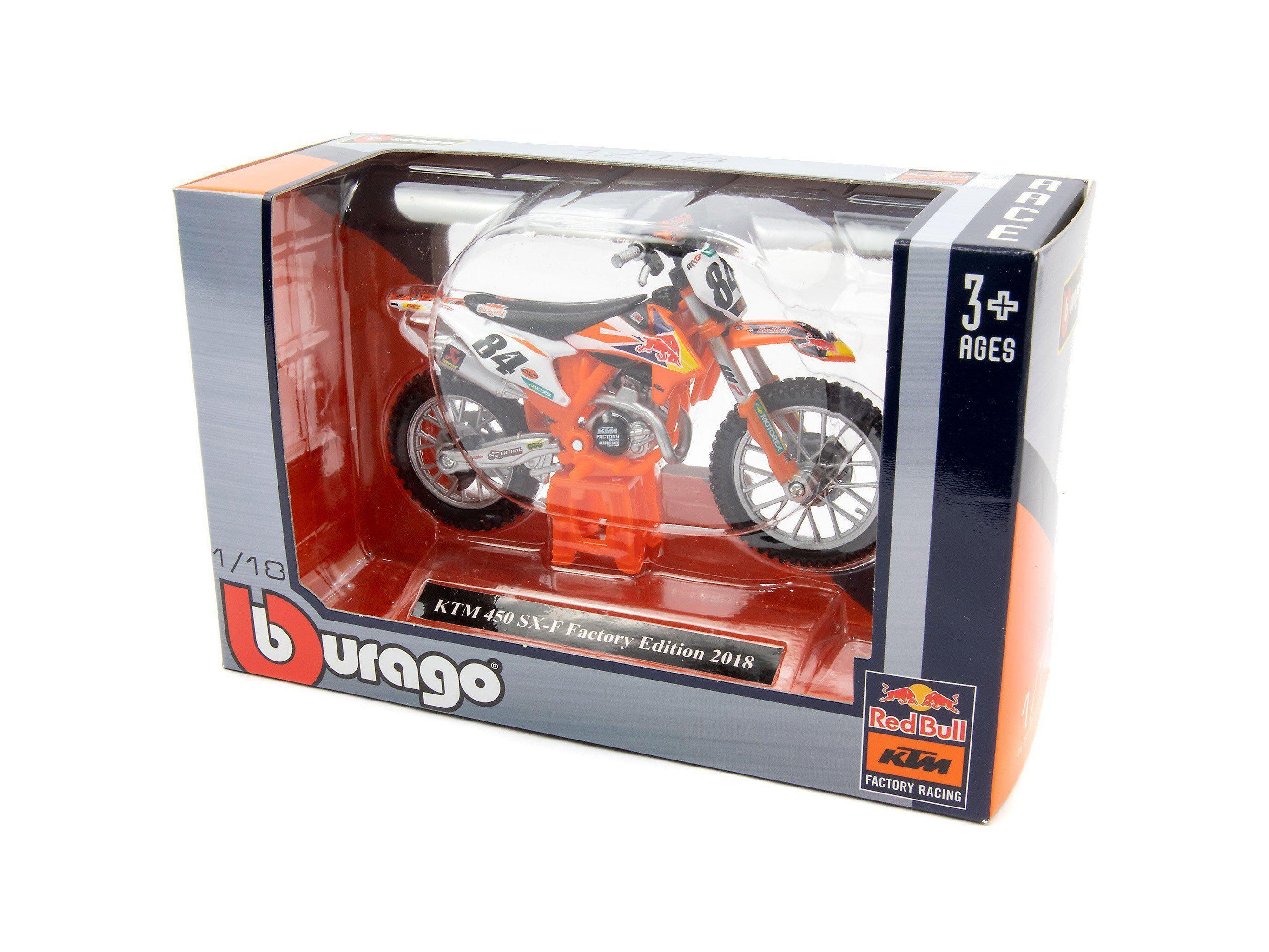 KTM 450 SX-F Factory Edition Diecast Model Motorcycle 2018 - 1:18 Scale-Bburago-Diecast Model Centre