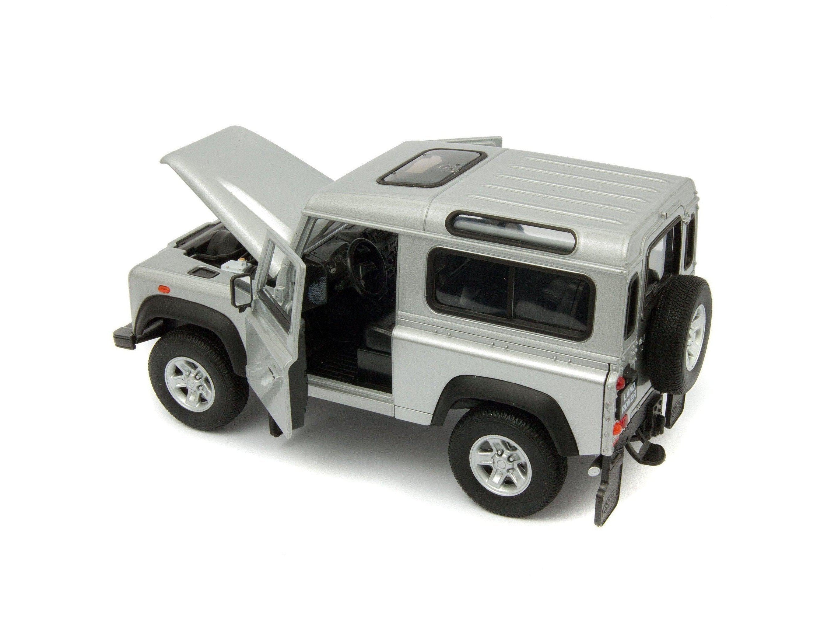 Land Rover Defender 90 Diecast Model Car silver - 1:24 Scale-Welly-Diecast Model Centre