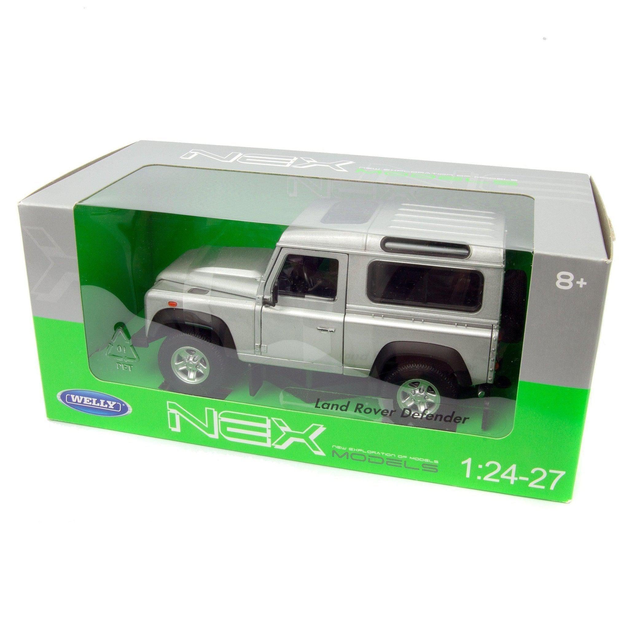 Land Rover Defender 90 Diecast Model Car silver - 1:24 Scale-Welly-Diecast Model Centre