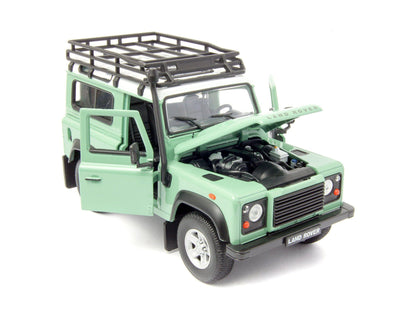 Land Rover Defender 90 Diecast Model Car with snorkel green - 1:24 Scale-Welly-Diecast Model Centre