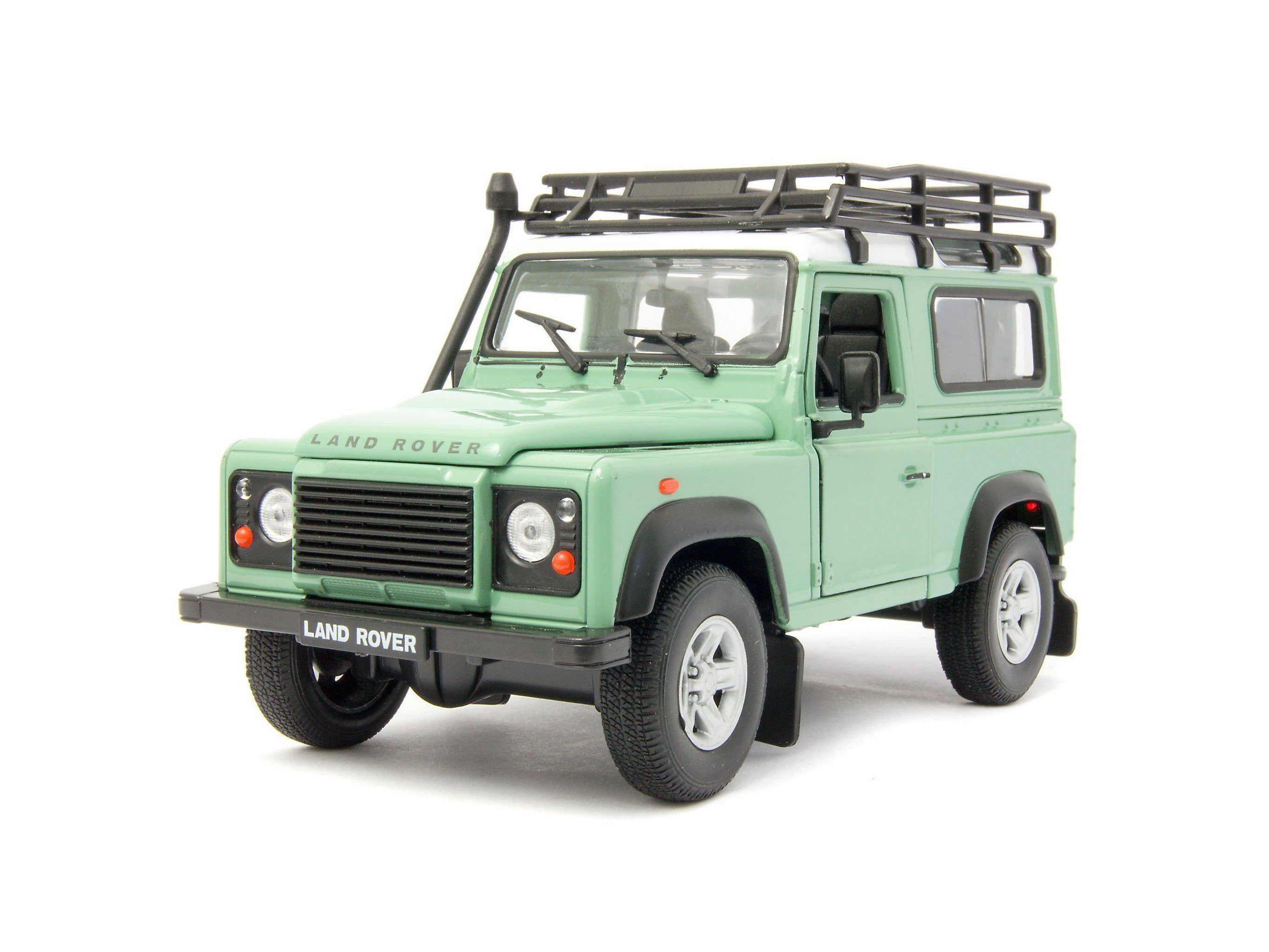 Land Rover Defender 90 Diecast Model Car with snorkel green - 1:24 Scale-Welly-Diecast Model Centre