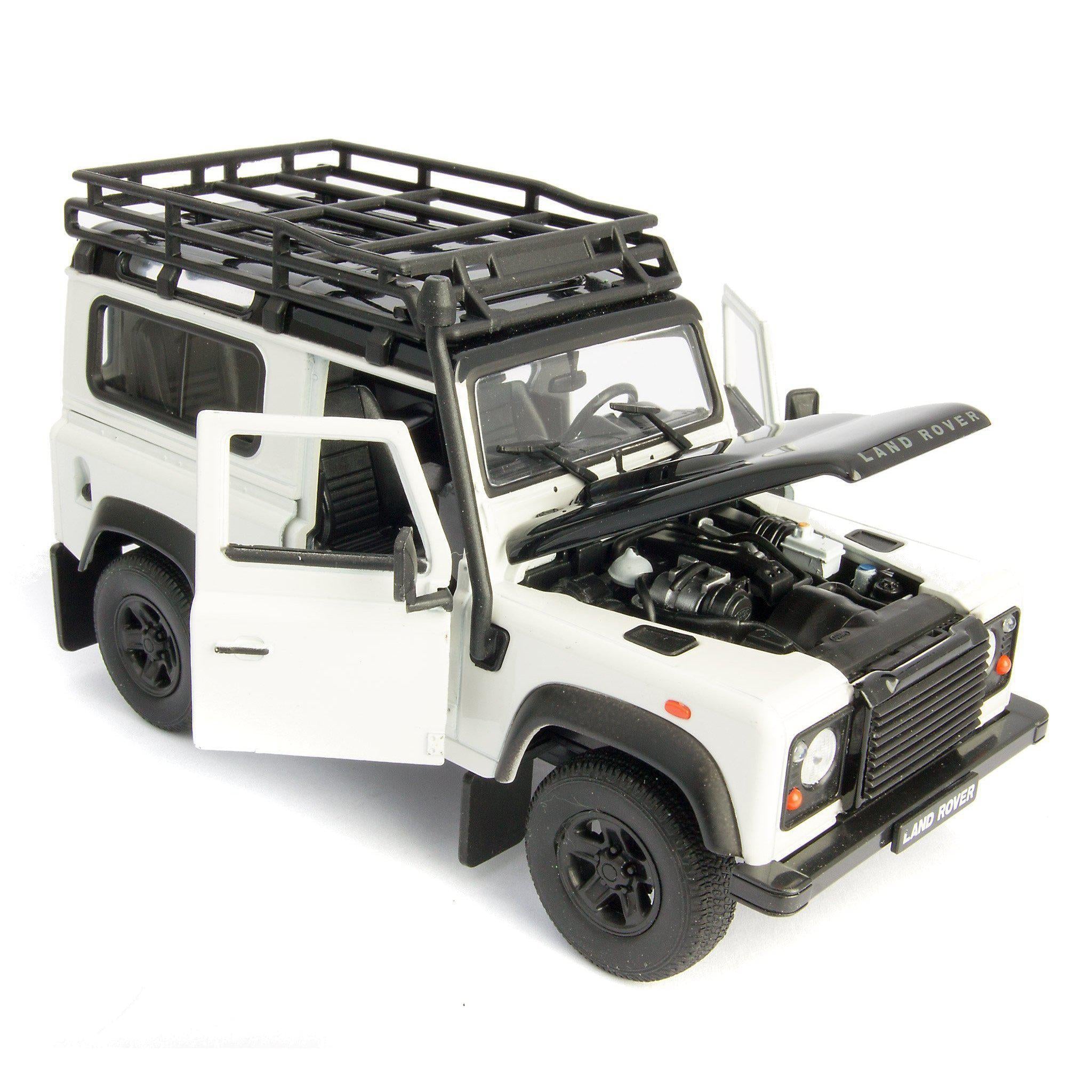 Land Rover Defender 90 Diecast Model Car with snorkel white - 1:24 Scale-Welly-Diecast Model Centre