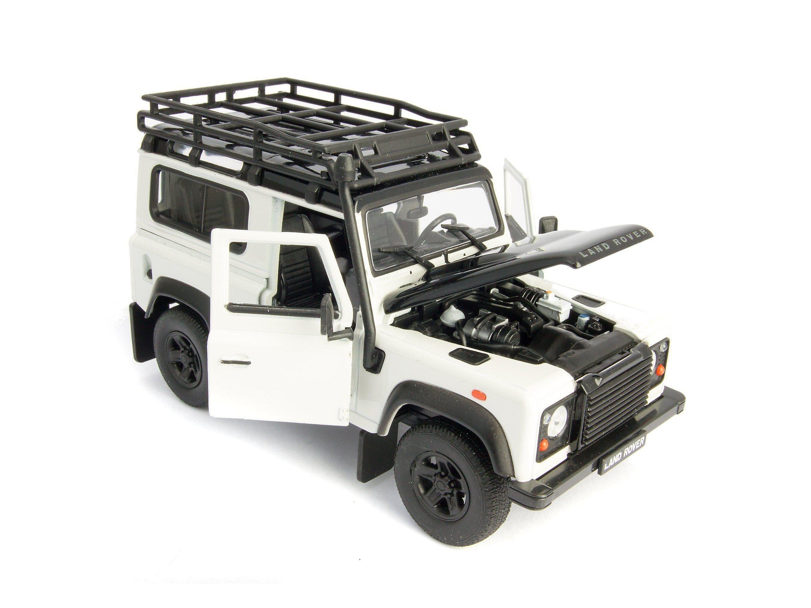 Land Rover Defender 90 Diecast Model Car with snorkel white - 1:24 Scale-Welly-Diecast Model Centre