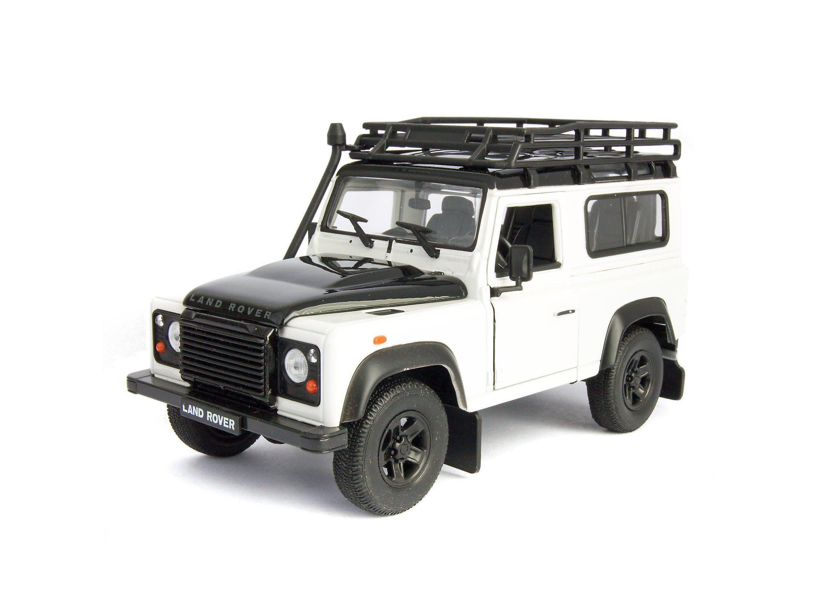 Land Rover Defender 90 Diecast Model Car with snorkel white - 1:24 Scale-Welly-Diecast Model Centre