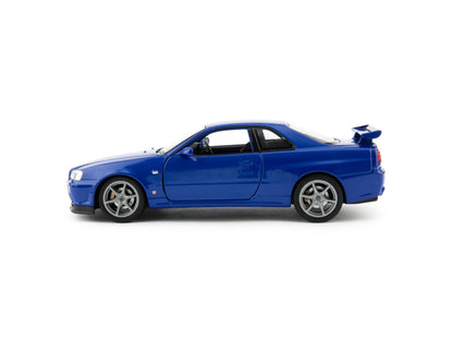 Nissan Skyline GT-R (R34) Diecast Model Car blue - 1:24 Scale-Welly-Diecast Model Centre