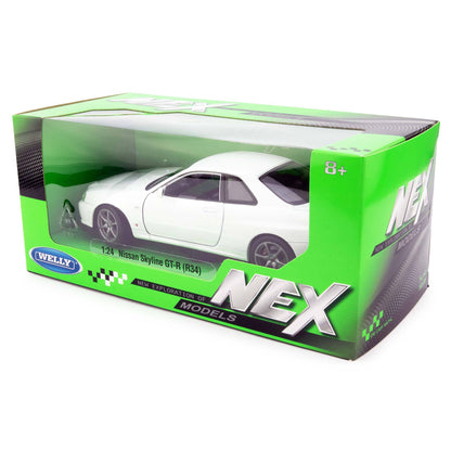 Nissan Skyline GT-R (R34) Diecast Model Car white - 1:24 Scale-Welly-Diecast Model Centre