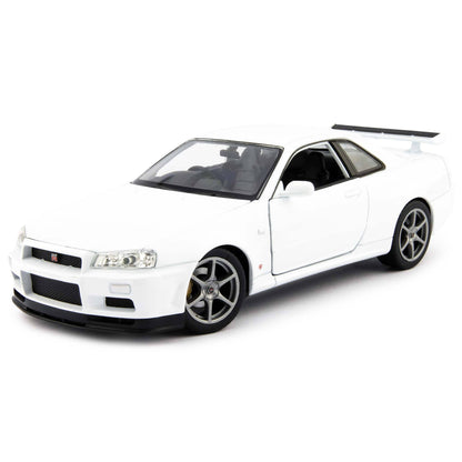 Nissan Skyline GT-R (R34) Diecast Model Car white - 1:24 Scale-Welly-Diecast Model Centre