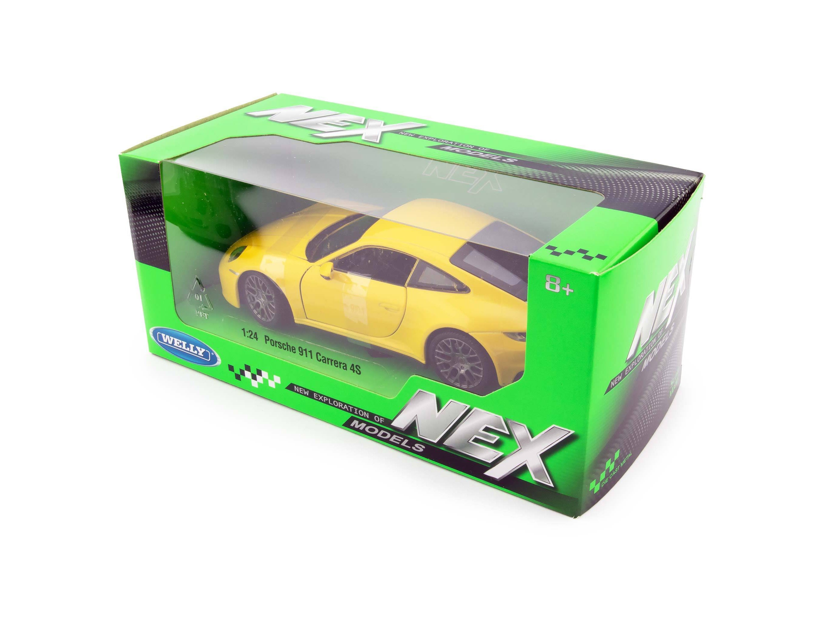 Porsche 911 Carrera 4S Diecast Model Car yellow - 1:24 Scale-Welly-Diecast Model Centre